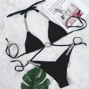 Black Rhinestone Bikini